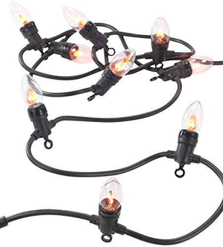 Lunartec flackernde Lichterkette: Deko-Lichterkette mit 10 Glühbirnen in Flammen-Optik, IP44, 4,2 m (Flammeneffekt, Kaminfeuer, außen)