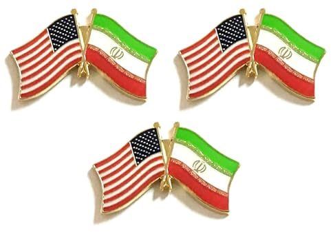 3 Iran Crossed Enamel Friendship Double Flag Lapel Pins