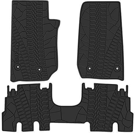 San Auto Juego Completo de 4 Alfombrillas para Jeep Wrangler Sahara Rubicon JK de 4 Puertas (2014 – 2018), Color Negro
