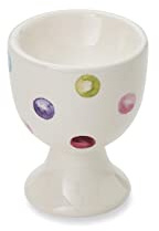 Cooksmart Spotty Dotty Ceramic Egg Cup | British Designed, Breakfast Tableware, Durable Stoneware, Soft Boiled Eggs, Dishwasher Safe, Kitchen Dining, Modern Design