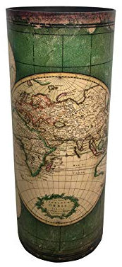 Rebecca Mobili Porta Ombrelli, Portabastoni da Passeggio, Verde Beige Canvas Stile Vintage Arredo Casa - Misure: 49,5 x 20 x 20 cm (HxLxP) - Art. RE6393