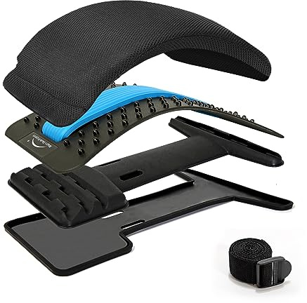 Multi-Level Back Stretcher Device, Lumbar Back Stretching Device, Memory Foam Lumbar Pillow Back Pain Support for Office Chair and Pain Relief(Blue)