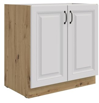 Kuechen-preisbombe Unterschrank 80 cm Stilo Weiss + Eiche Artisan Küchenzeile Küchenblock Küche