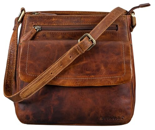 STILORD Jodie Leder Umhängetasche Damen Vintage Handtasche Elegante Ledertasche Crossbody Bag Frauen Schultertasche Tasche Klein Echtleder Farbe:Prestige - braun