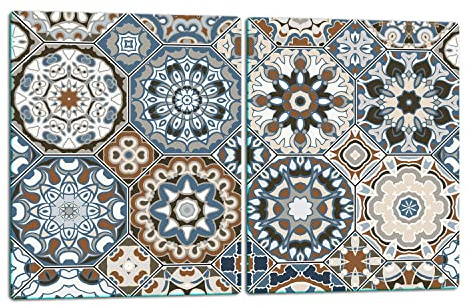 TMK | Placas de vitrocerámica, 2 piezas, 40 x 52 cm, cubierta de vitrocerámica, cocina eléctrica, inducción, protección contra salpicaduras, placa de cristal, tabla de cortar, mosaico