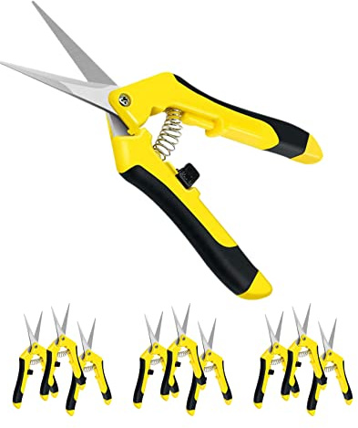 iPower 6.5 Inch Gardening Scissors Hand Pruner Pruning Shear for Gardening and Trimming, Heavy-Duty, Ultra Sharp Stainless Steel, Yellow, 10-Pack