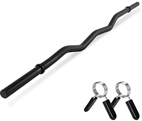 SZ Curlstange Premium, 30mm mit Federverschluss - STANDARDNORM - Auswahl: 120cm (7kg) o. 130cm (8kg), verchromt o. schwarz - Hantel Curl Stange Hantelstange (120 cm, Schwarz)