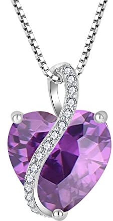 YL Collar Corazón Plata de Ley 925 con 12 piedras de Nacimiento Circonita Colgante para Mujer