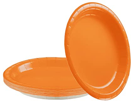 Lot de 16 assiettes en carton orange,Fournitures de fête,Assiettes à dessert rondes de 17.8 cm,Assiettes jetables en carton créatives,Anniversaire, pique-nique