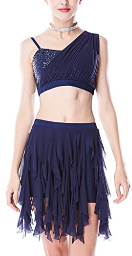 Damen Bauchtanz Sets Fransen Faltenrock Rave Party Kostüm Süßer Bauchtanz Rock Bauchtanz Yoga Kurs (Color : Blue, Size : XXL)