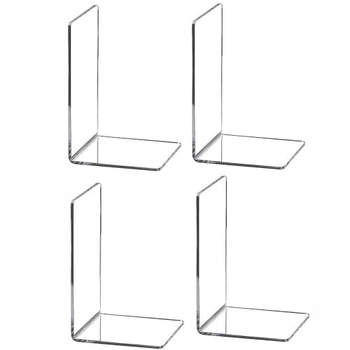 4 fermalibri in plastica trasparente, resistente, decorativo, organizer da scrivania per casa, ufficio, scuola, 18 x 11 x 11 cm