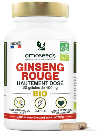 Panax Ginseng Rouge BIO de Corée | Extrait Concentré | 60 gélules