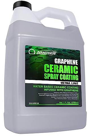 Nanoskin Graphene Ceramic Spray Coating 1 Gallon – Water Based Super Hydrophobic Spray Substitutes Car Waxes, Paint Sealant, Top Coat Polymer | Apply After Car Wash, Clay Bar, Car Polisher Buffer