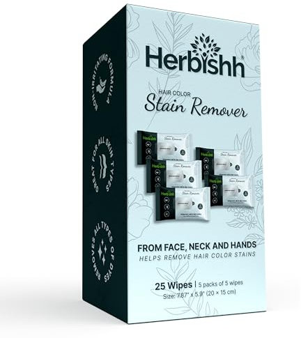 Herbishh Hair Color Stain Remover Wipes – Gentle Formula for Dye Cleanup – Easy Clean Hair Color Remover Wipes for Skin (25 Wipes, 1 Count)