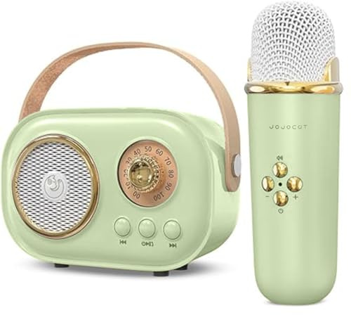 JOJOCUT - Mini altoparlante portatile Bluetooth senza fili con microfono Karaoke, scheda SD, batteria ricaricabile a lunga autonomia, altoparlante microfono, ideale per festa regalo ragazza ragazzo