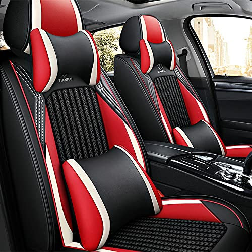 Awotzon Autositzbezug Für Volkswagen Golf 3 5 6 7 Golf3 Golf5 Golf6 Golf7 Tour Variant 5 Sitze Autositzbezüge Komplettset Allwetter Auto Sitzauflage Kunstleder sitzbezüge（Deluxe Schwarz-Rot）