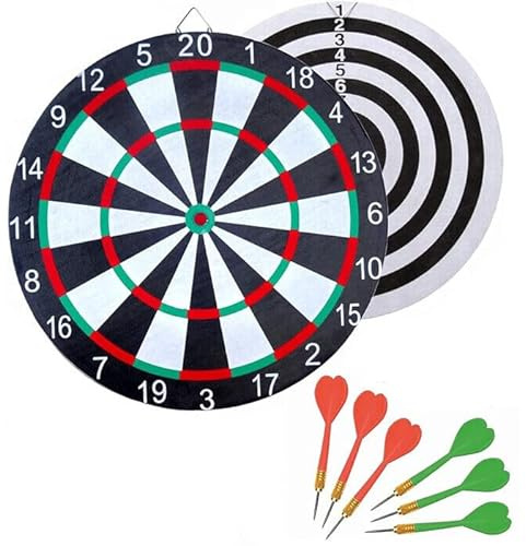 Bersaglio freccette, Tiro a Segno Dardo con 6 Freccette, Gioco tirassegno da Muro 38cm, Bar Locale Pub Casa Doppio Lato