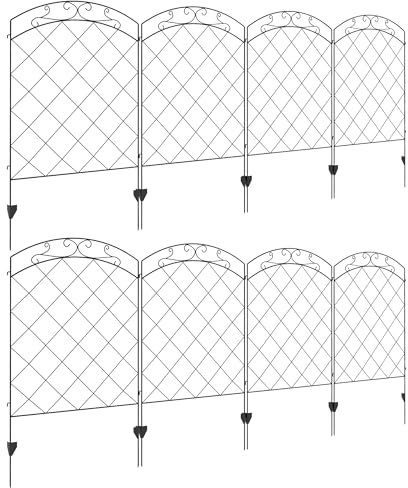 Outsunny Decorative Garden Fencing, 43in x 11.4ft Outdoor Picket Fence Panels, 8PCs Rustproof Steel Wire Landscape Flower Bed Border Edging Animal Barrier, Swirls