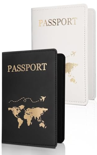 SHSHbuy Reisepasshülle,2 Stücke Passport Holder,PU Leather Reisepass Schutzhülle für Kreditkarten,Reisepass Schutzhülle Ausweis und Reisedokumente