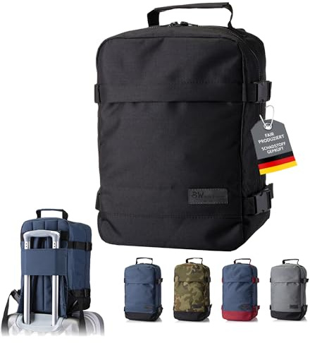 Handgepäck Rucksack für Flugzeug Boardgepäck (schwarz-schwarz, 40x30x20) | 40x20x25 40x30x20, Reisetasche, Bordcase, Reiserucksack Kabinenkoffer, Weekender für Ryanair Eurowings,