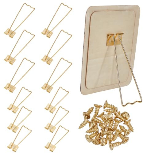 FINGERINSPIRE Supporto Posteriore Cornice Ferro - 12 Pezzi 2 Stili Dorato con Cavalletto 24 Viti