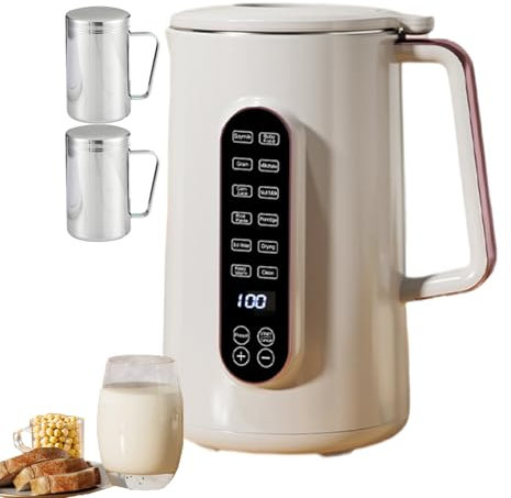 forplubossmmp Nut Milk Maker Electric Tea Kettle 1.5L for Cold Drink, Plant Milk Maker Stainless Steel Soymilk Maker with Touch Screen, Ergonomic Handle, Convenient for Inverted 32000RPM (w/2 Cup)