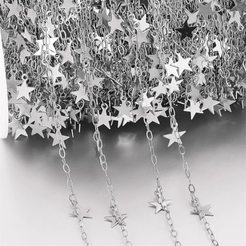 Bunte Kettenglied-Rollen, Handarbeit Farbe Kette ， 2 Meter/1 Meter Edelstahl baumeln Charm-Ketten Stern runde Anhänger Kette for DIY Armbänder Halskette Schmuckherstellung(2,1Meter)