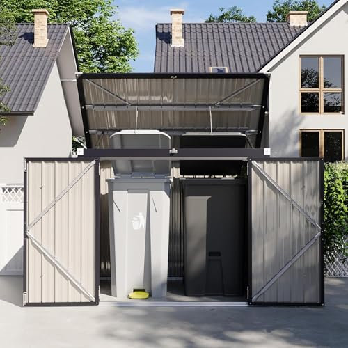 Aoxun Metal Garden Shed Outdoor 3x5.6ft, Outdoor Galvanized Tool Storage Shed, Waterproof Openable Front & Top Doors, Sheds and Outdoor Storage for Patio Backyard Garage Lawn, Black