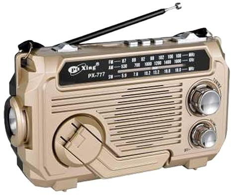 Radio Solar de Emergencia, FM/Am Emer-gency Radio con Solar Recargable de Dinamo con Manivela con Linterna LED, 2000mAh Powerbank SOS Alarma USB Radios de Camping al Aire Libre (Caqui)