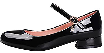 Allbestop Chaussures Princesse Fille Deguisement, Chaussures de Mariage à Petit Talon Ballerines Repetto Chaussons Danse Fille Mary Jane de Princesse Chaussure pour Ceremonie Mariage Fête(Noir,32)