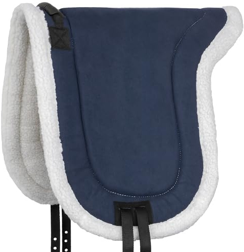 Start Pad Monte a cru - Bareback Pad antiderapant avec poignee et Sangles - Confort pour Cheval et Cavalier, Protection du Dos, Usage sans Selle (Bleu foncé (Full))