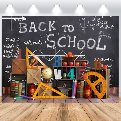 ASDCXZ Sfondo Fotografico Ritorno a Scuola 3x2m, Lavagna Graffiti Cancelleria Mela Primo Giorno di Scuola Tema Sfondo Fotografia per Bambini Studente Aula Festa Decorazioni Materiali Banner