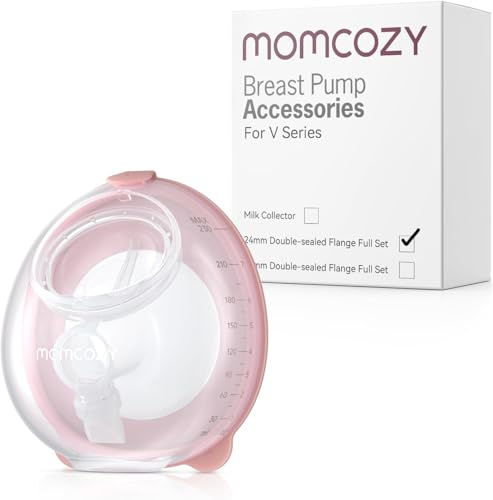 Momcozy Original V1 Pro/V2 Pro Ersatz Ersatzteile für Milchpumpe,Full Set Collector Max 7.8oz, with doppelt abgedichteter Flansch 24 mm, 1 Stück