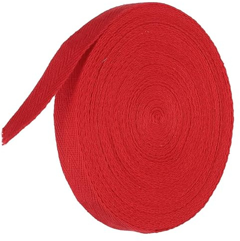 TA-VIGOR Baumwoll-Twillband, 15 mm, 9,1 m, Schrägband, Wimpelband, weiches natürliches Fischgrätenmuster, Gurtband, Rolle zum Nähen, Schneidern, Geschenkverpacken, Basteln, Rot