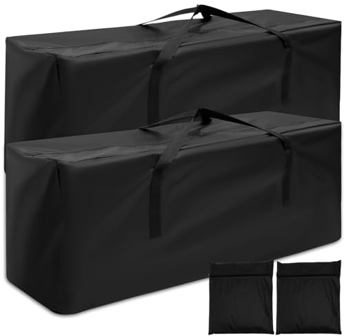2 Stück Aufbewahrungstasche Gartenauflagen Wasserdicht 122x39x55 cm mit Reißverschluss Tragegriff, Schutzhülle Polsterauflage, für Weihnachtsbäume Decken Möbelpolster Zelte (122 x 39 x 55 cm)