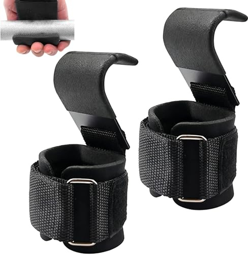 Viktlyftningskrokar för kraftträning (par), dragremmar för styrketräning i läder, handledsbandage, klättergrepp, ryggdrag, rodd och dödlyftsstöd för fitness, bodybuilding, för män och kvinnor
