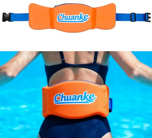 Chuanke Flotation Swim Belt for Adults Adjustable 3 Section Buoyancy Belt | with Quick-Release Buckle & Zippered Pocket for Pool Training, Aqua Jogging and Low Impact Aerobic Exercise in Water (L)