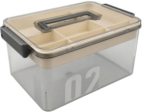 Otopone Storage Box with Compartments, Clear Craft Organiser with Lid