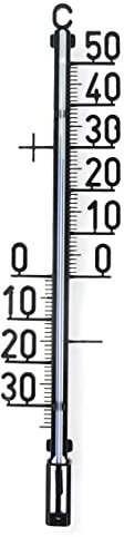 Lantelme 35cm Gartenthermometer Temperatur -30°C bis 50°C Analog | Präziser Kunststoff Thermometer Farbe Schwarz für Zimmer Innen Garten Außen | Wetterfest Umweltfreundlich