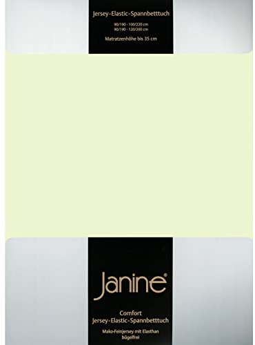 Janine Spannbettlaken Elastic - extra weiches und elastisches Spannbetttuch - für Matratzen 180x200cm bis 200x220cm Limone