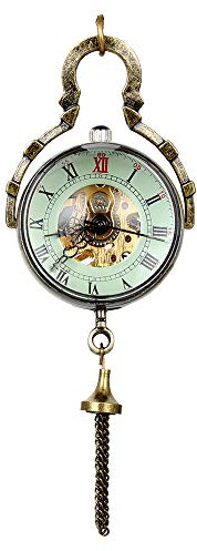 JewelryWe Retro Handaufzug Mechanische Taschenuhr Vintage Blumenmuster Römische Ziffern Uhr Taschenuhren mit Kette und Geschenkbox, Schwarz/Silber
