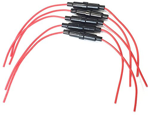Qiorange 5PCS Type de vis 20 AWG Porte-fusible câble 5 x 20 mm & 6 x 30 mm Fusible en ligne Support (Fuse Holder 20AWG Câble)
