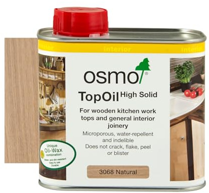Osmo TopOil – Hochfestes Öl 3068, naturmatt, 500 ml – langlebiges Holzöl für Küchenoberflächen aus Holz, wasserabweisend & lebensmittelecht, Holzbehandlung & Holz-Finish