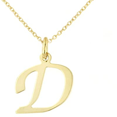 Lucchetta Schmuck Goldkette Damen 375 Echtgold Buchstabe Anhänger | 9 Karat Gelbgold, Initialen A-Z, 45 cm, für Damen