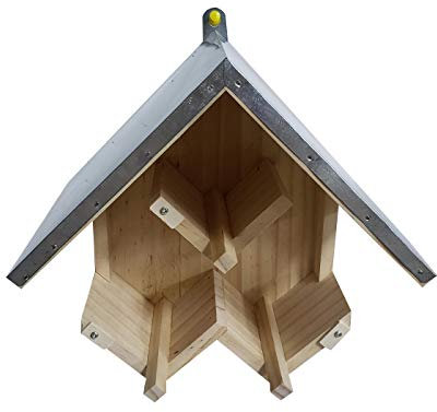 Dehner Natura Premium Wildvogel Futterhaus, Erdnussbutterhaus Triple, Futterstation für Wildvögel, Vogelhaus wetterfest / hängend, ca. 24 x 16 x 16 cm, Kiefernholz / Metall, natur