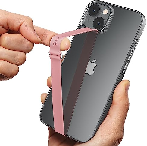 Sinjimoru C-Shaped Clip Finger Phone Grip, Silicone Strap, Pink 230 | Sinji Loop Clip, phone loop holder for phone case, wireless charging support, wrist pain relief, universal fit for phones