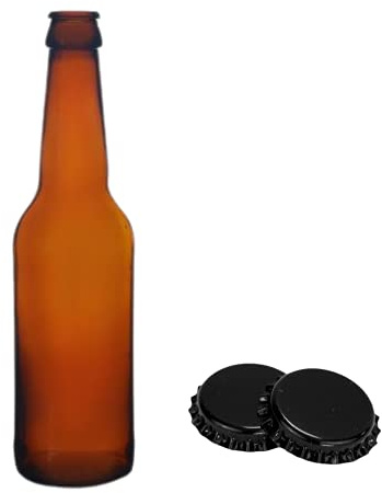 Vigo Presses 330ml Amber Beer Bottles - Easy Storage for Homebrew Beer and Cider - 40 Bottles with Black Crown Caps