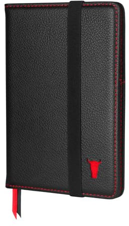 TORRO Reisepass Schutzhülle - Reisepasshülle aus echtem Leder mit elastischem Verschlussband (Schwarz)
