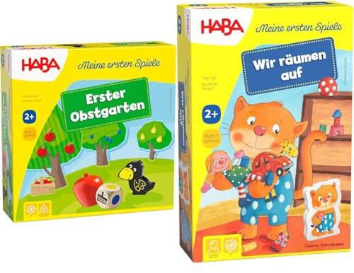 Haba 4655 - Meine ersten Spiele Erster Obstgarten, unterhaltsames Brettspiel rund um Farben und Formen ab 2 Jahren & 303469 - Meine ersten Spiele, Wir räumen auf Lernspiel
