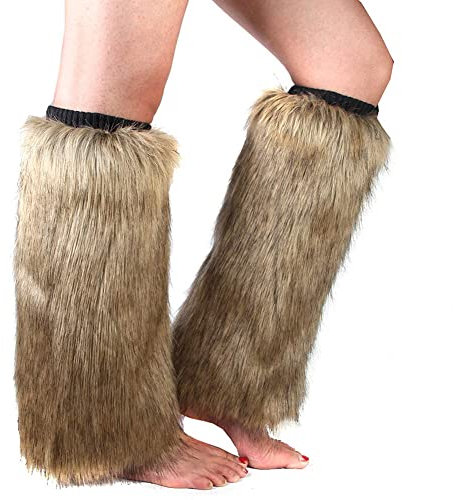 JAWSEU Beinwärmer Plüsch, Damen Stulpen Lange Furry Beinwärmer Strümpfe Winter Warm Beinlinge Stulpe, Fasching Accessoire